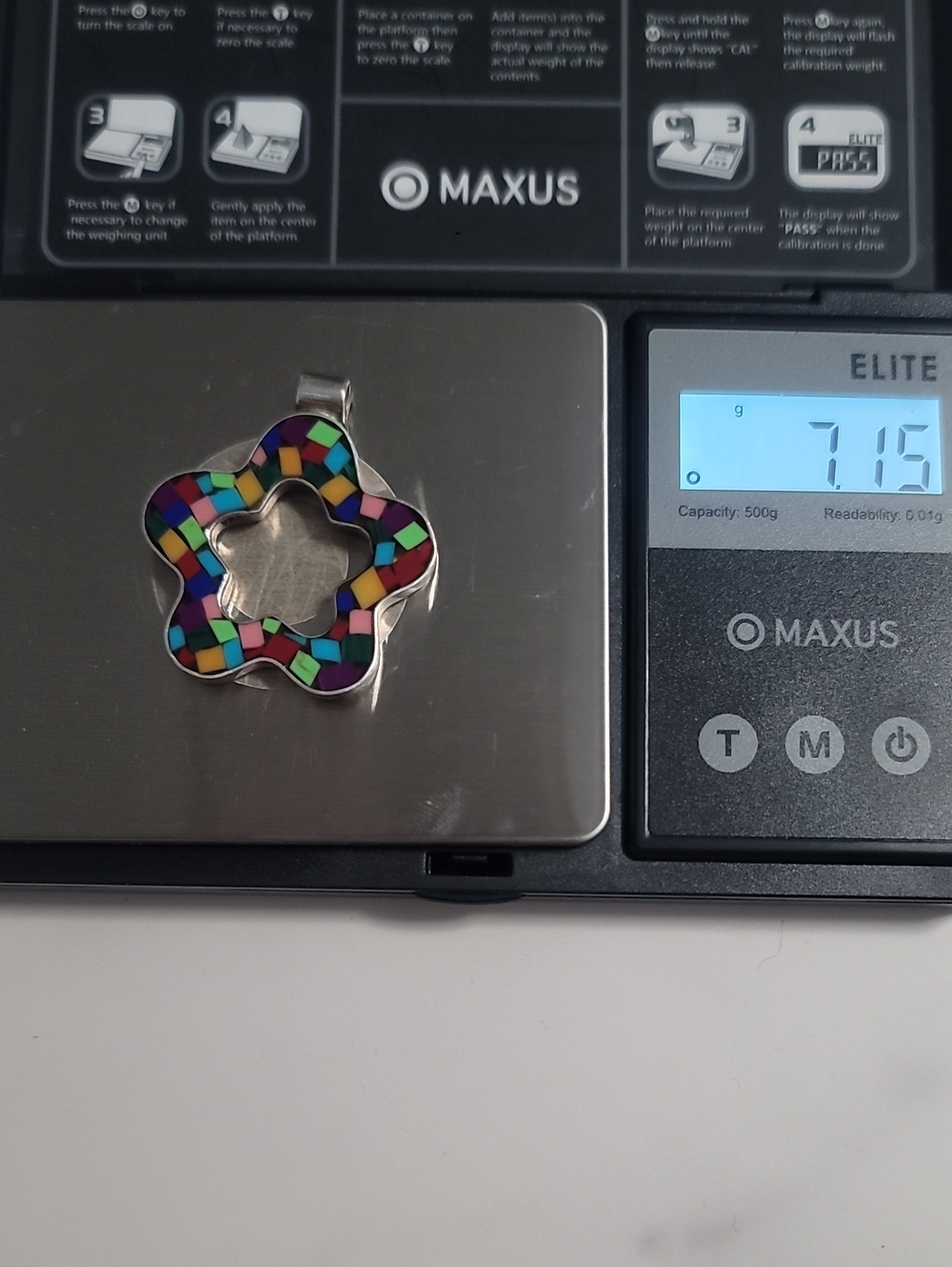 Sterling Silver 925 Mosaic Star Gemstone Pendant - Picture 6 of 6